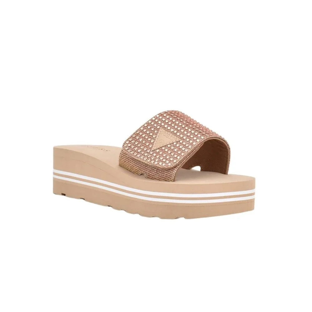 GUESS Womens 7 M Light Pink Abet Open Toe Platform Slide Sandals NEW FX2